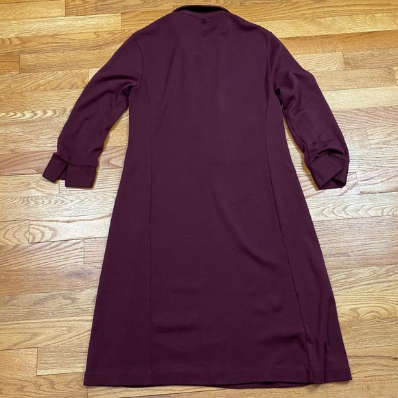 L.L. Bean Wool Henley Dress Womens 10P Burgundy A-Line Knit Dark Academia - Picture 7 of 7